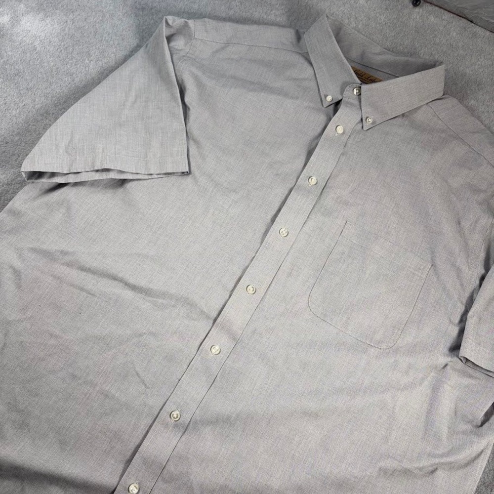Roundtree & Yorke Gold Label Shirt Mens 3XT Gray Solid Short Sleeve Non-Iron